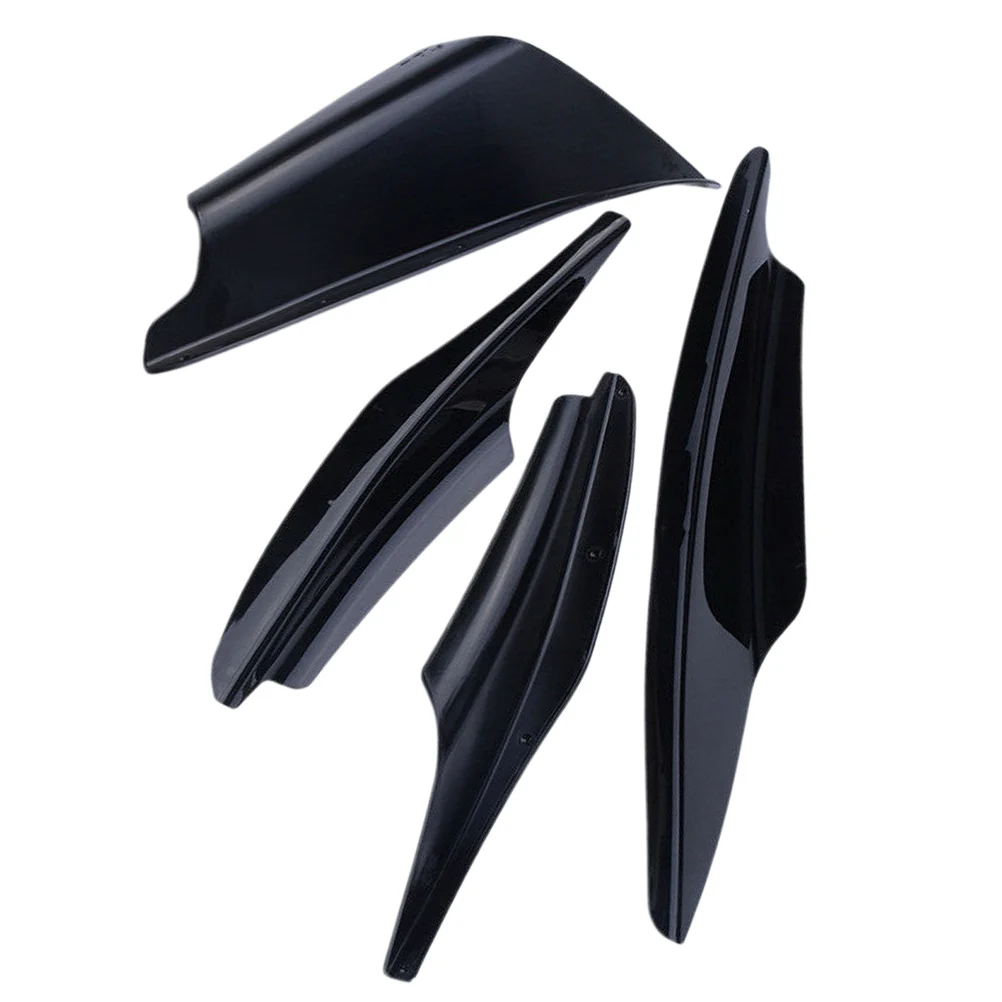4Pc Universal Plastic Surface Car Bumper Front Lip Wrap Angle Spoiler Shovel