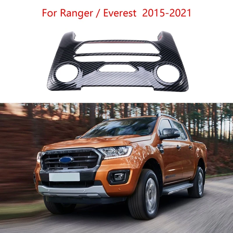 

Carbon Fiber Center Console Panel Button Frame Cover Trim for Ford Ranger / Everest 2015-2021 Accessories