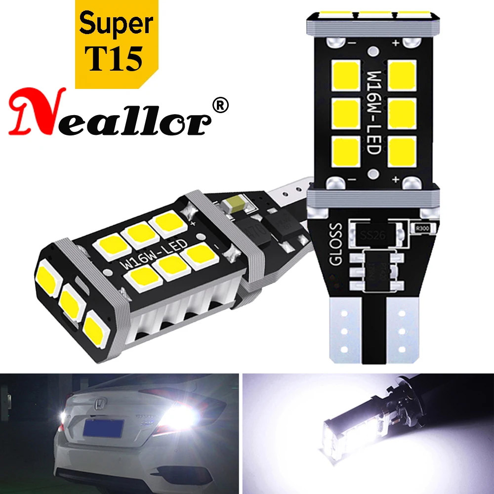 

2 шт., Автомобильные светодиодные лампы W16W T15 921 912 W16W 2835 SMD