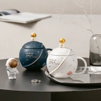 planet coffee mug creative universe astronaut ceramic with lid spoon drinkware water cup cartoon cute household christmas gift