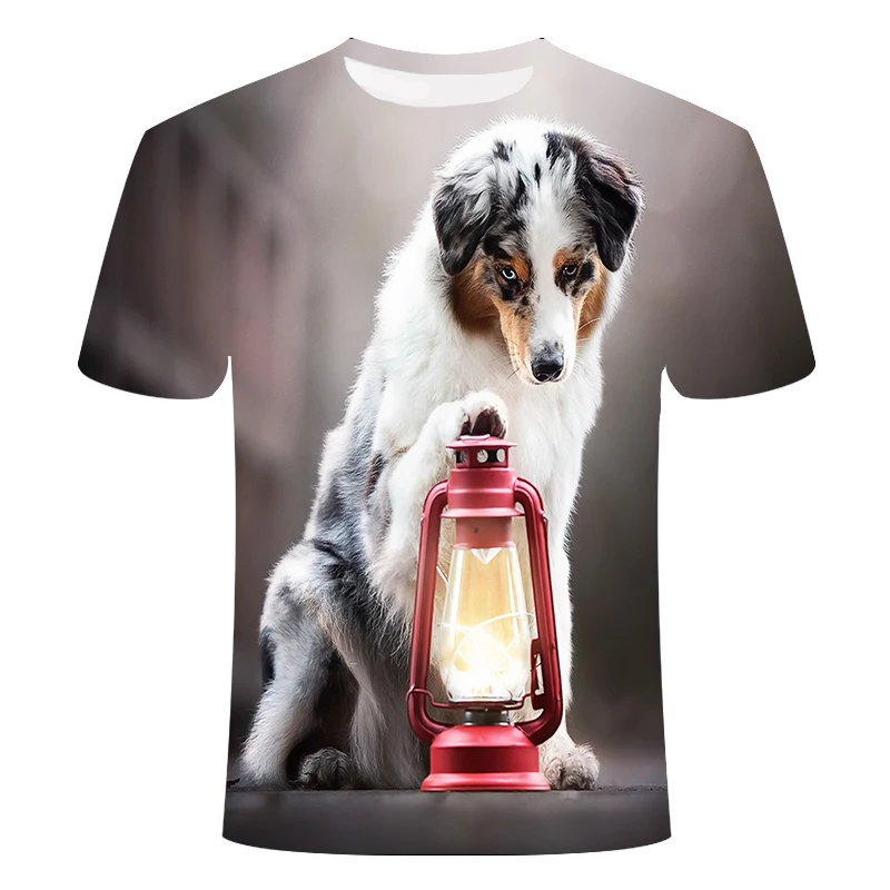 

2021 Personalized T-shirt 3D Printing Printed Dog T-shirt Male Cute Dog Clothes Youth Summer Fashion Street Style Casual T-shirt