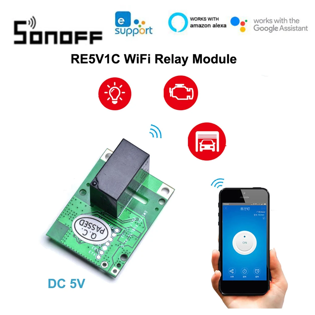 

SONOFF Smart Wifi Switch 5V DC DIY Wireless Remote Switch Relay Module Smart Home Work With Alexa/Google Home/eWelink