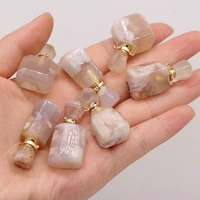 2021 new style natural stone perfume bottle pendant irregular sakure agates for jewelry making diy necklace accessory