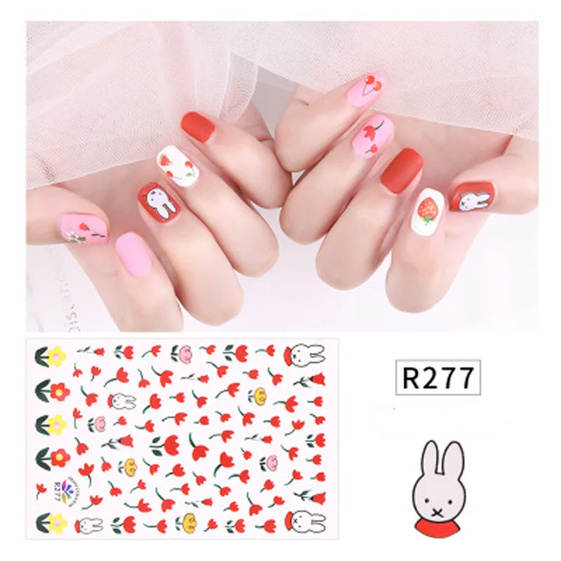 9 шт./компл. 3D Мути цветная наклейка для ногтей Летний Цветок Клей DIY домашний