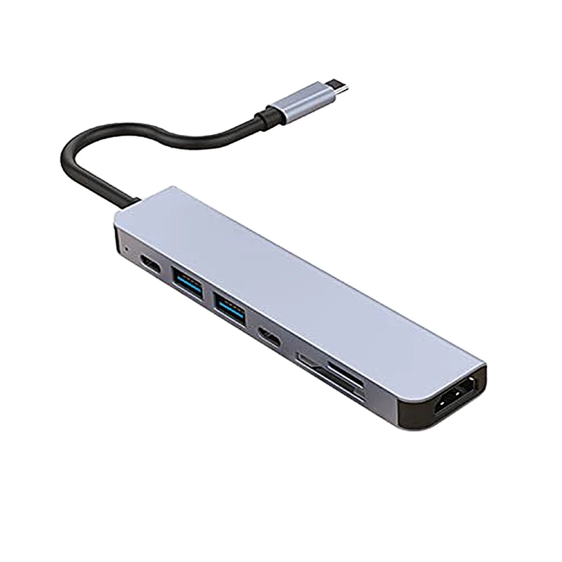 

7 in 1 USB C Hub Multiport Adapter with 4K HDMI Output, Type C Power Delivery Charging 7 Port Hub, USB Hub