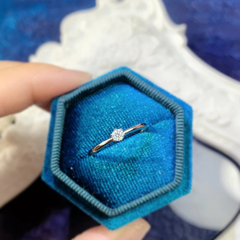 

WEAINY 925 Sterling Silver Small Moissanite Ring 0.1ct Moissanite Diamond Solitaire Engagement Rings For Women