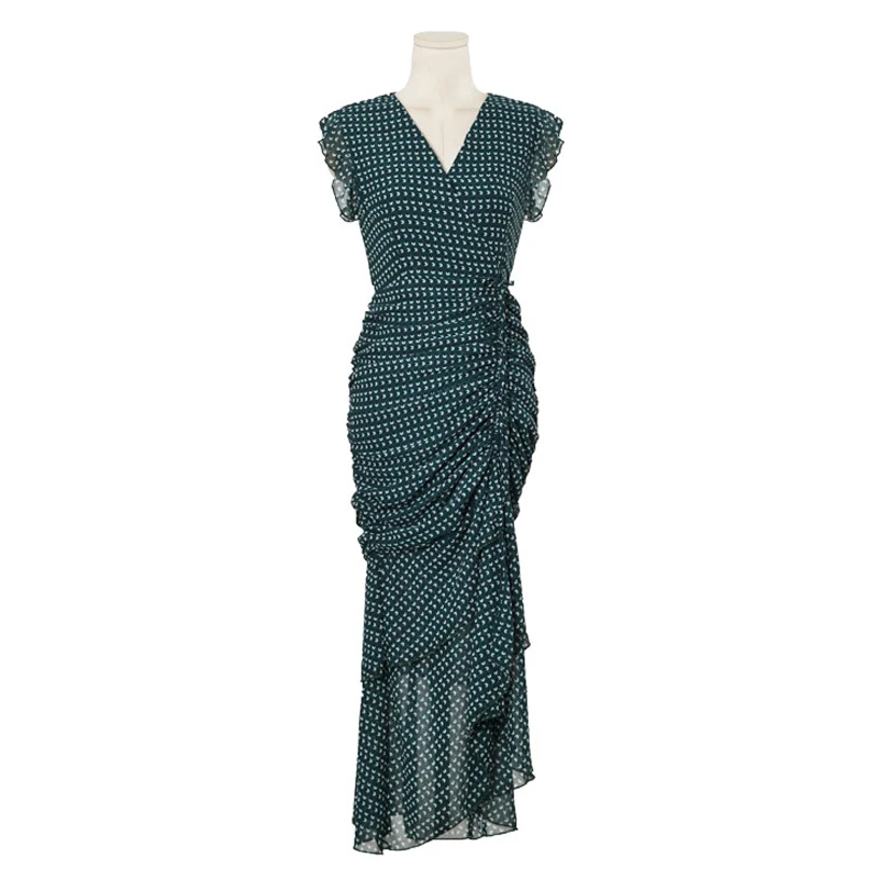 Шифоновое платье сарафан с V образным вырезом без рукавов|Женские платья| |