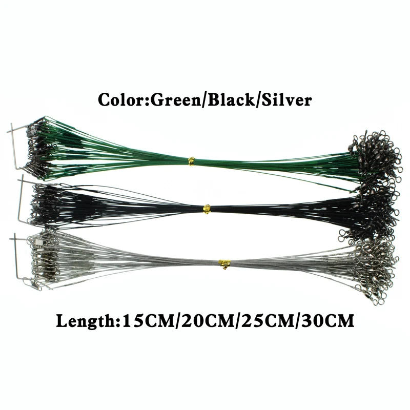 20Pcs Steel Fishing Line Steel Wire Leader With Swivel Olta Fishing Accessory Lead Core Leash Fishing Leader Wire Tackle Pesca
