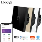 Умный сенсорный выключатель света UNKAS, Wi-Fi, со стеклянной панелью, сенсорный выключатель, 123 клавиши, стандарт ЕС, умный выключатель Smart Life, настенный выключатель