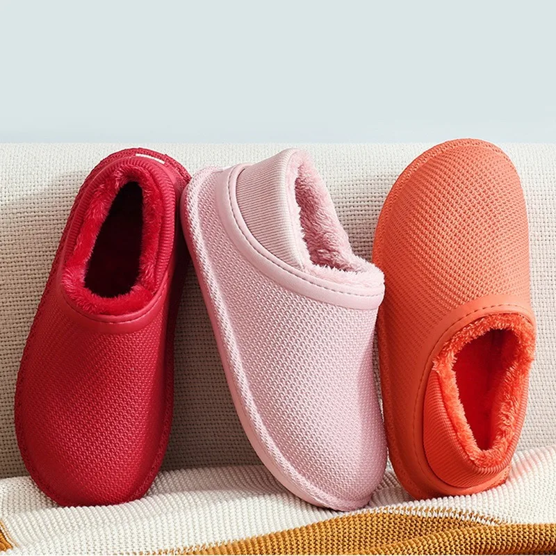

Women Slippers Winter Waterproof Warm Plush Home Cotton Shoes Female Non-Slip Casual Indoor Bedroom Couple Slippers New 2021