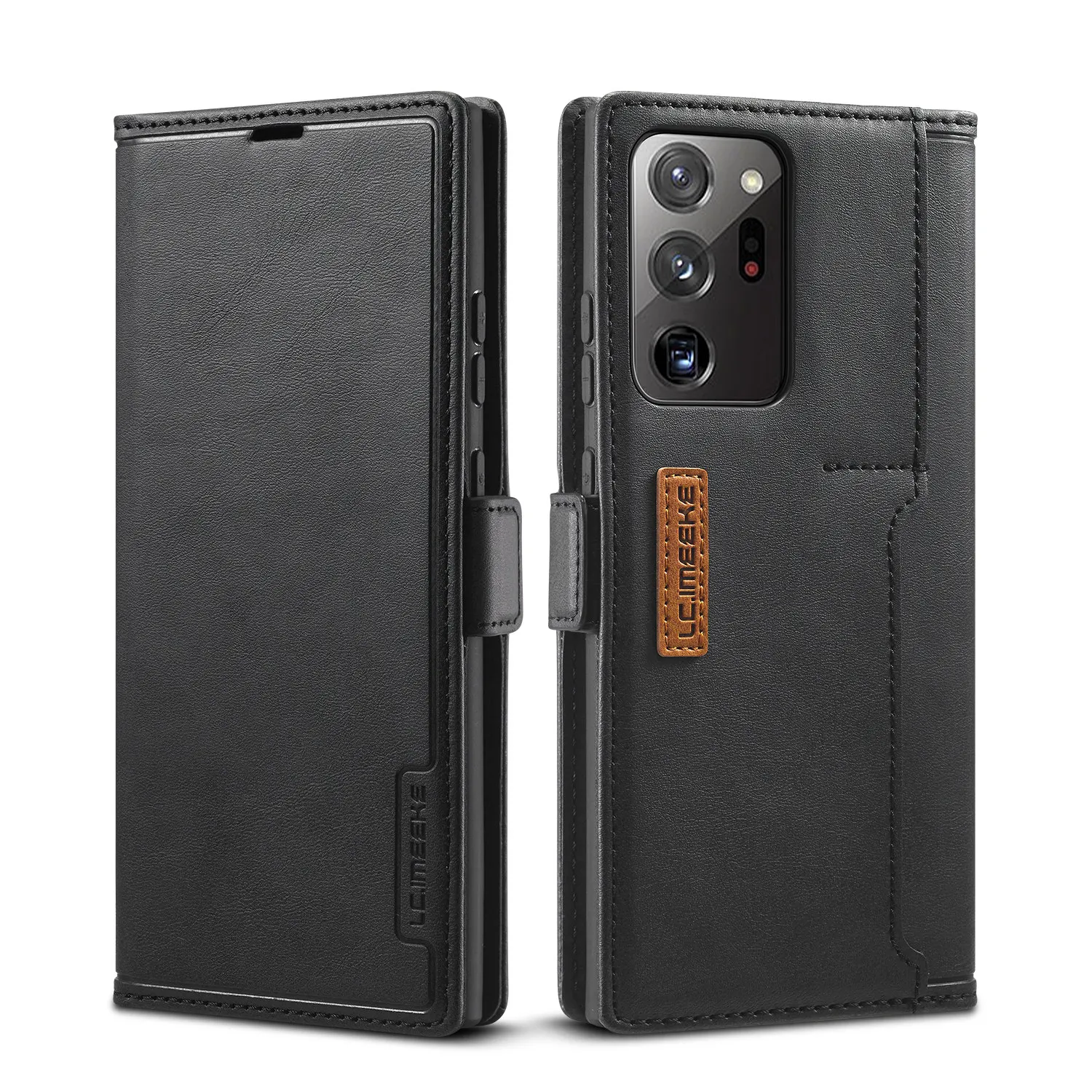

For Samsung Galaxy Note 20 Ultra 5G Note 10 Pro Note 9 Leather Flip Cover Contrast Color Magnetic Holster sim card slot Cover