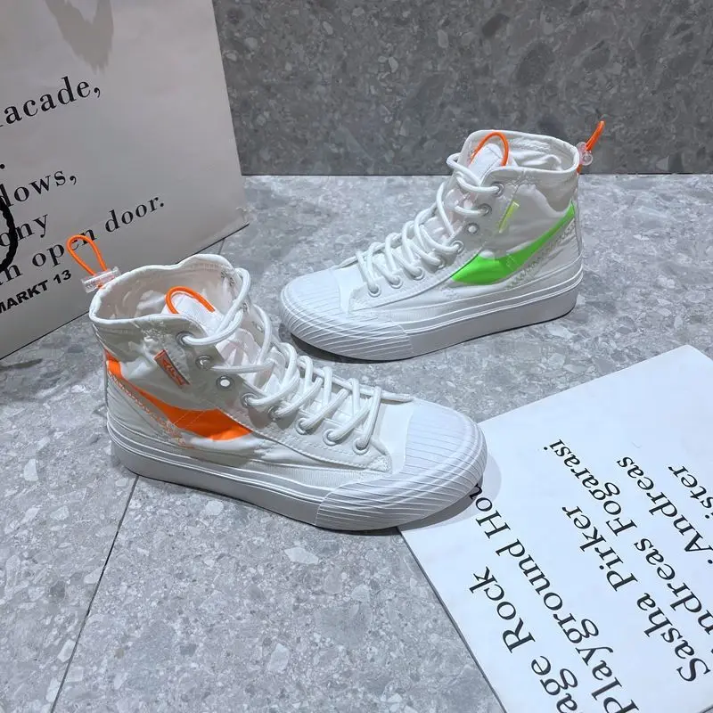 

European mesh rubber flat heel station high white shoes women's 2021 summer and autumn new student shoes sports wild tide
