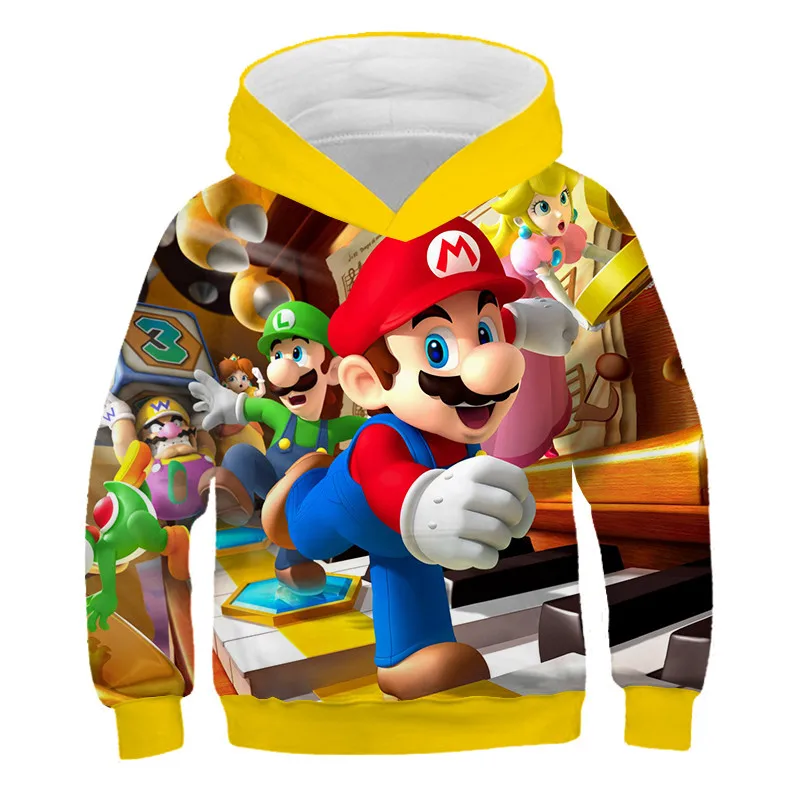 

2021 Autumn New Style 3D O-Neck Hoodies Cartoon Super Mario 3D Print Hoodie Sweatshirt Funny Casual Pullover Fashion Tops 4-14T