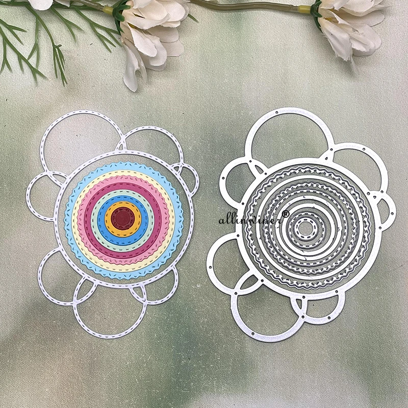 

Новинка 9 шт. круглые фоновые металлические Вырубные штампы для рукоделия Скрапбукинг альбом бумага открытки, декоративные поделки тиснени...