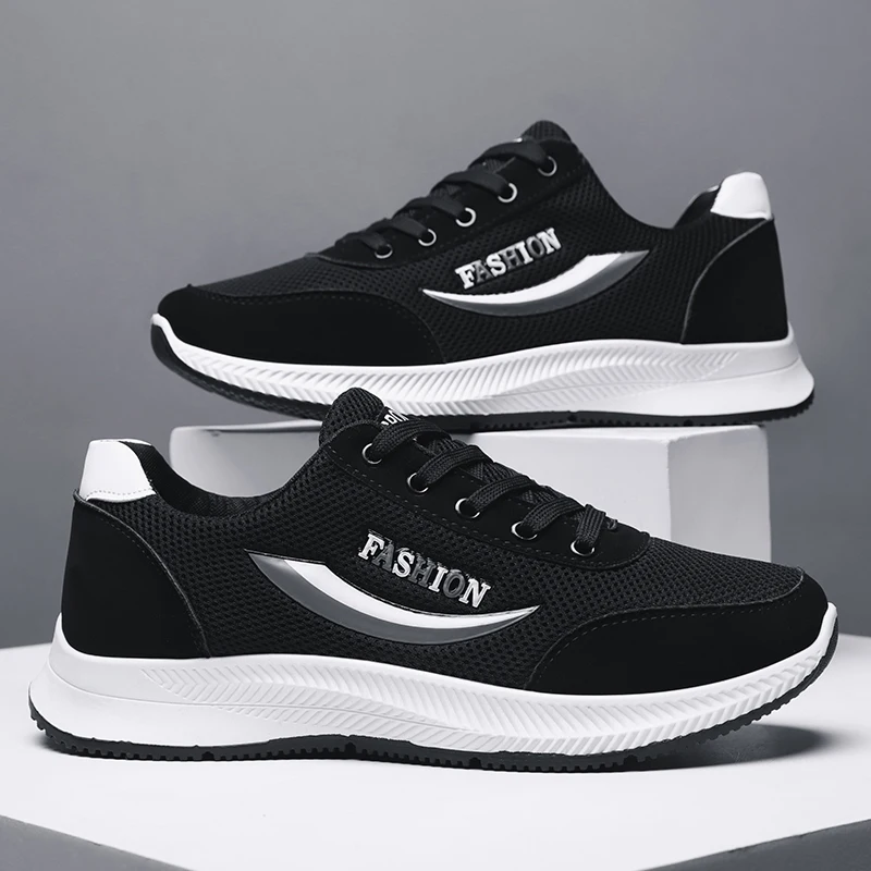 

2021 Fashion Men Vulcanized Shoes Comfortable Mesh Breathable Men's Sneakers Summer New Casual Outdoor Solid Men Sports Shoes