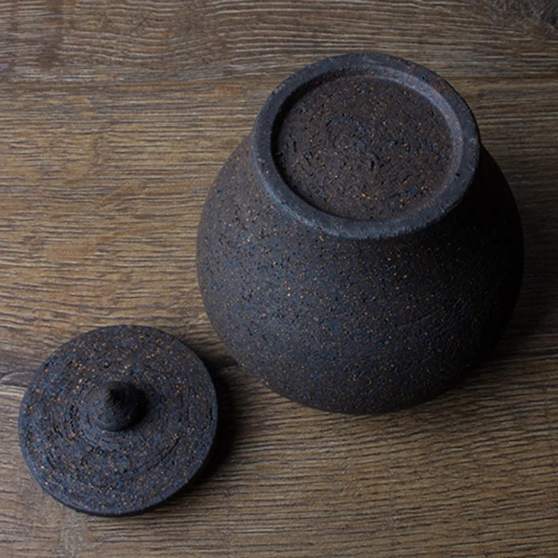 Банка для хранения чая ручной работы керамическая грубая печать держатель зерен