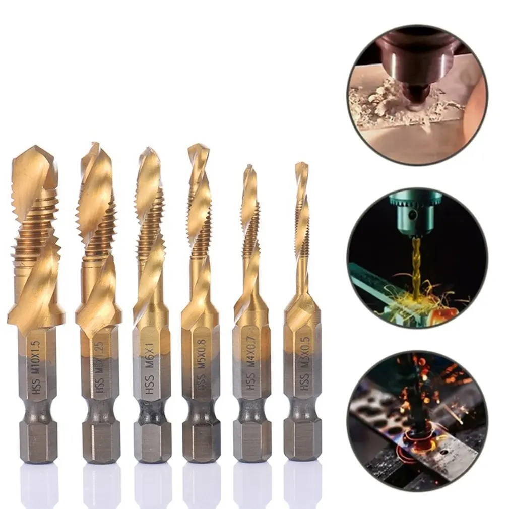 

1 pc Hex Shank HSS Metric Right Hand Screw Spiral Point Thread Tap Taper Drill Bits Metric Plug Drill Bit Hand Tool 3-10mm