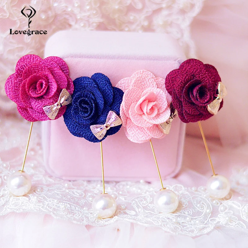 

Lovegrace 2pc Boutonniere Men Wedding Corsage Fabric Flower Corsages Bridal Brooch Buttonhole Wedding Planner Corsage Flowers