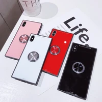 the square glass hard phone case is suitable for iphone 11 pro max x xs xr se 2020 7 8 plus bracket back cover strong anti fall