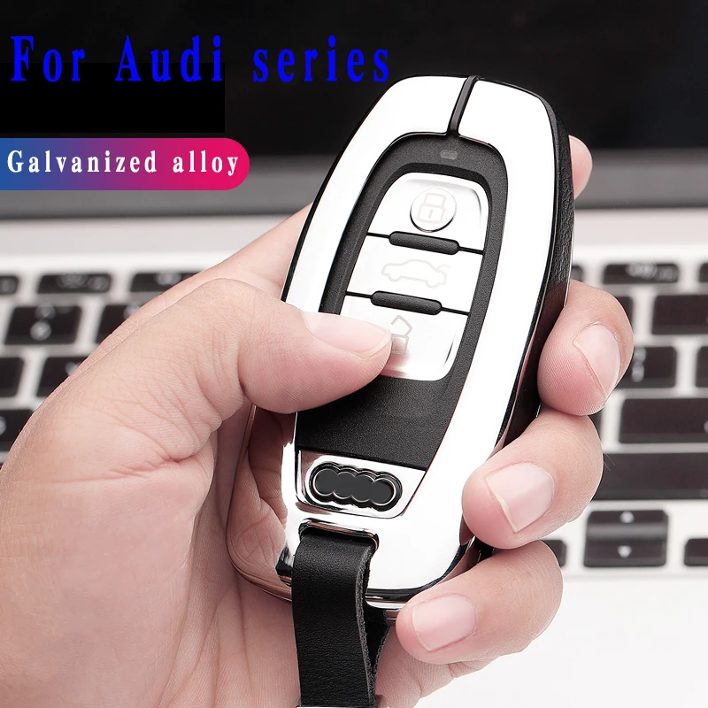 

For Audi A4L A6L Q5 A8 A5/A7 S5/S7 Intelligent 3 Buttons Remote Keyless Hight quality Zinc alloy + Leather Car Key Cover Case