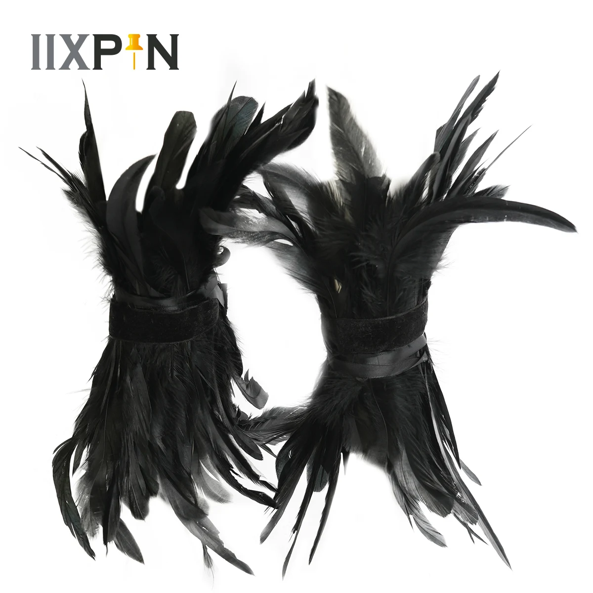

1 Pair Gothic Feather Wrist Cuffs Bracelets Women Mens Foot Ring Stage Catwalk Cosplay Halloween Party Costume Accessories