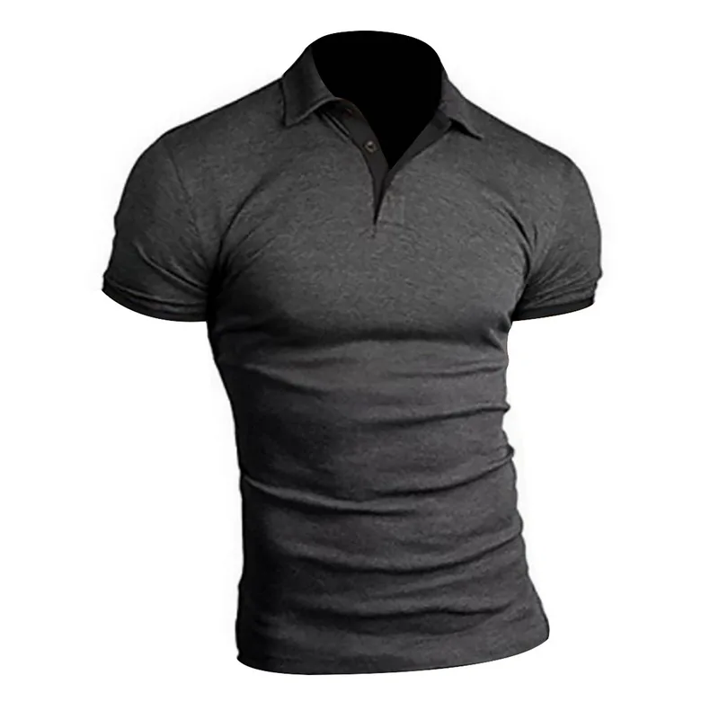 Рубашка мужская однотонная с коротким рукавом хлопок повседневная одежда лето