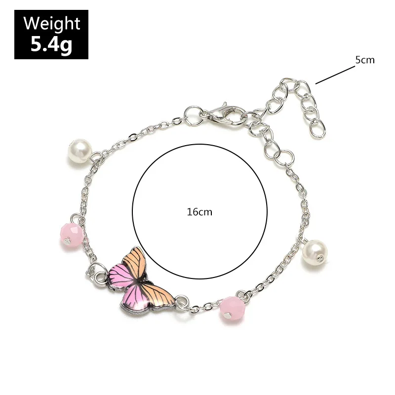 Женский браслет с подвеской бабочкой в стиле бохо элегантная цепочка