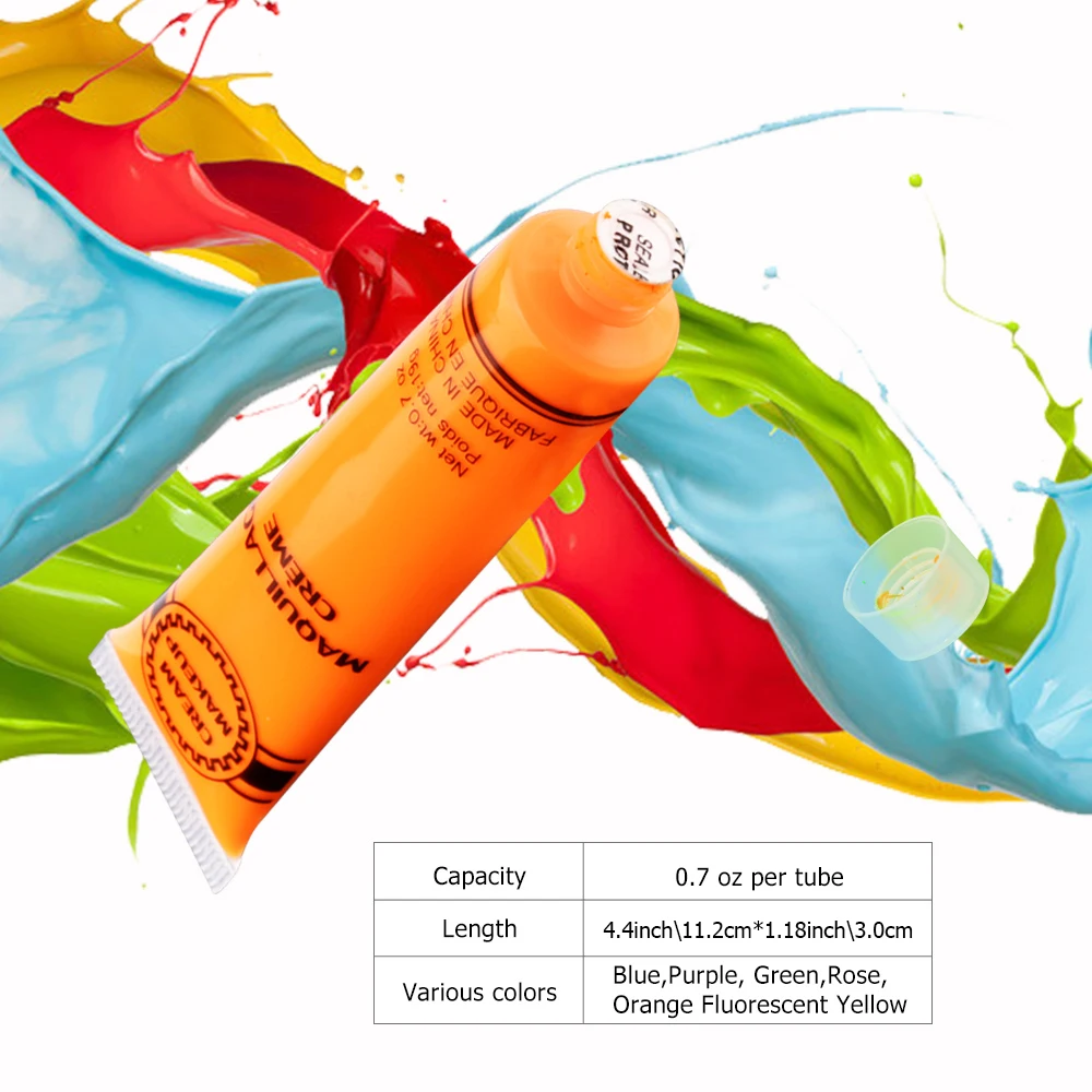 Набор для макияжа 6 цветов УФ-краска тела черное свечение флуоресцентная краска