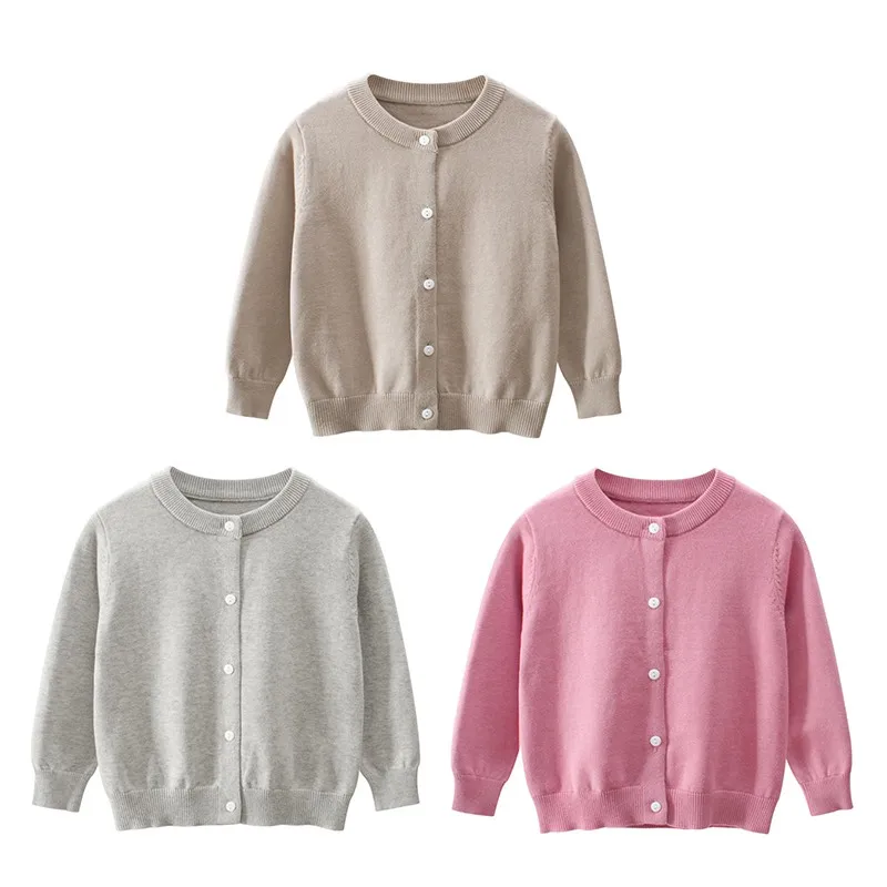 Детский свитер с круглым вырезом легкий кардиган на пуговицах Хлопковый вязаный