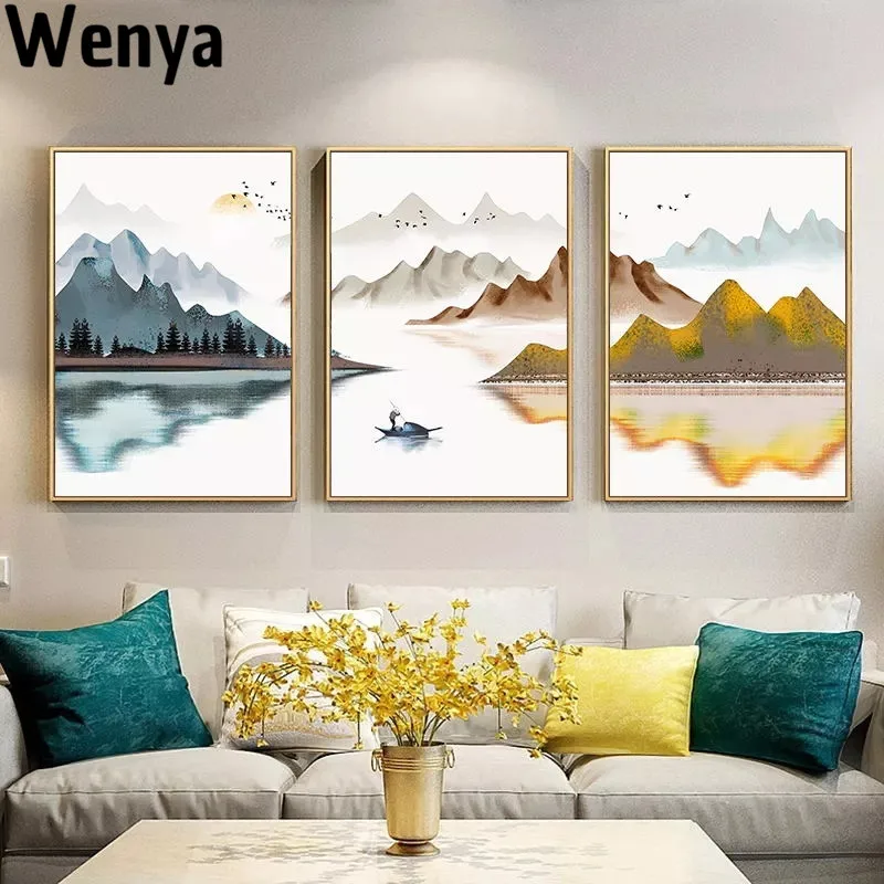 

Scandinavian Landscape Painting Abstract Style Canvas Oil Painting Art Print Poster Wall Living Room Home Decoration Picture