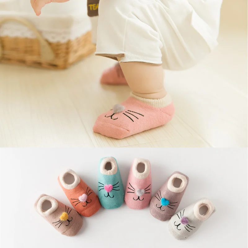 Calcetines antideslizantes para beb&eacute;, medias gruesas y c&aacute;lidas de algod&oacute;n para ni&ntilde;o y ni&ntilde;a, de goma, con dibujos de animales, de 0 a 3 a&ntilde;os, para Oto&ntilde;o e Invierno-1