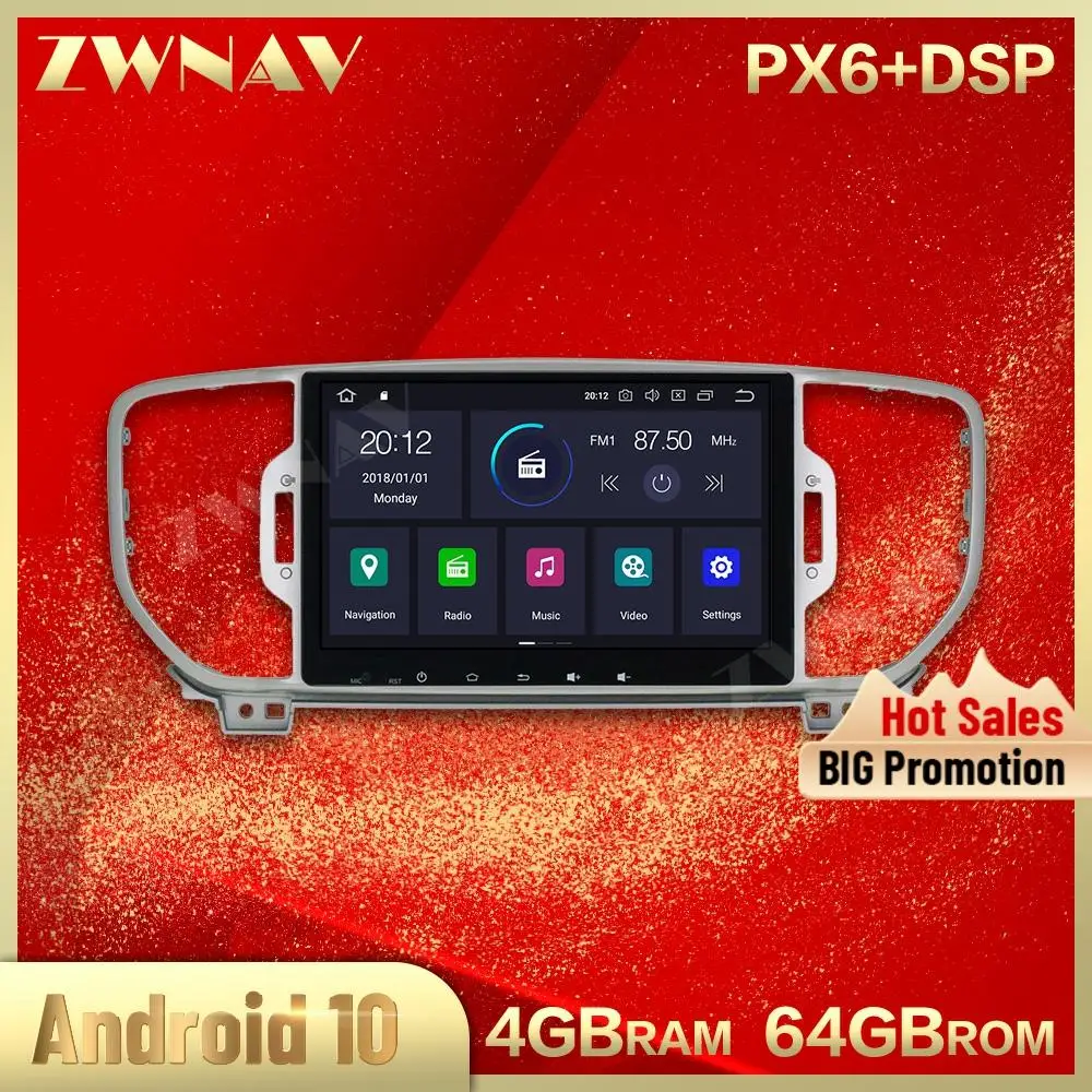 PX6 DSP 4 + 64G Android 10 0 сенсорный экран автомобильный мультимедийный плеер для KIA SPORTAGE