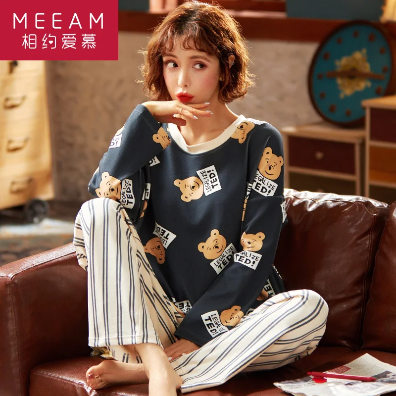 

2020 New Pajamas Girls' Spring and Autumn Pure Cotton Long-Sleeved Cherry Maruko Cartoon Printed Two-Piece Suit