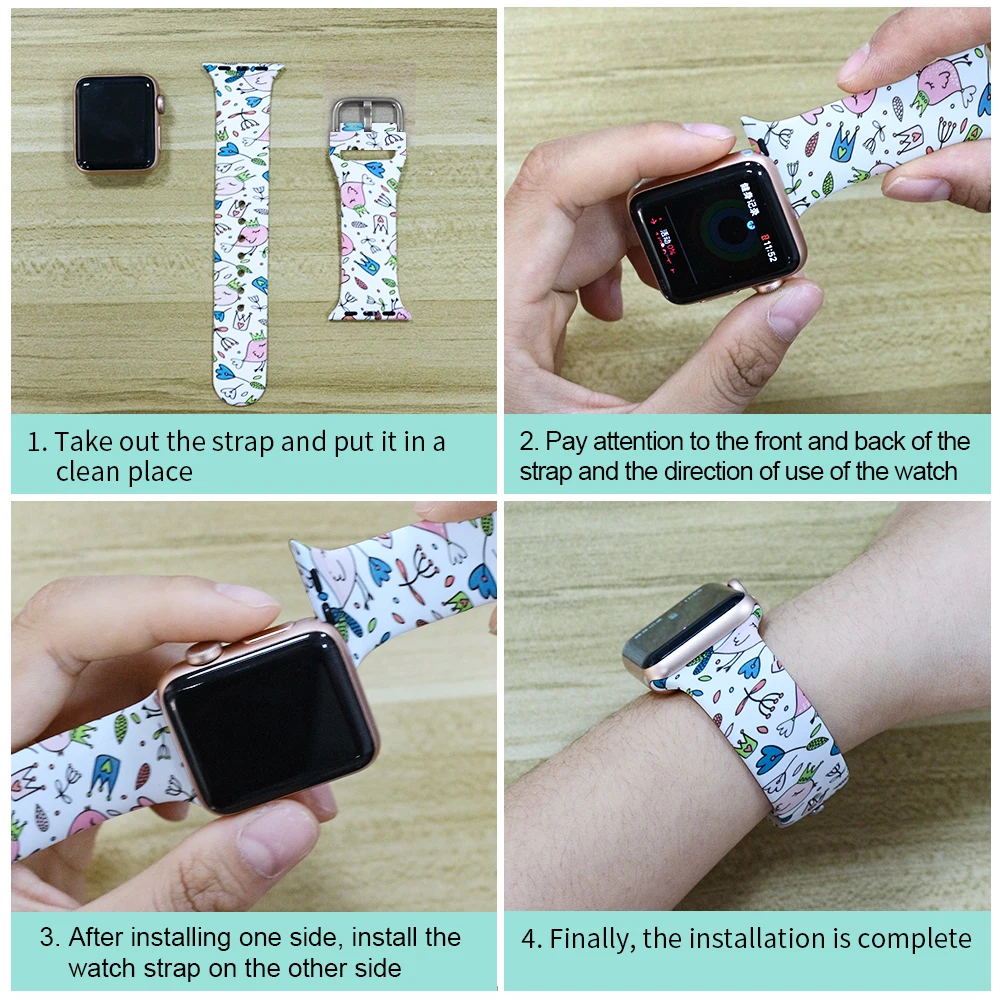 Silicone Strap+Cover for Apple Watch Bands 44mm 40mm 42mm 38mm Screen Protector, Glass+Silicone Wristband Strap for iwatch 2 in1