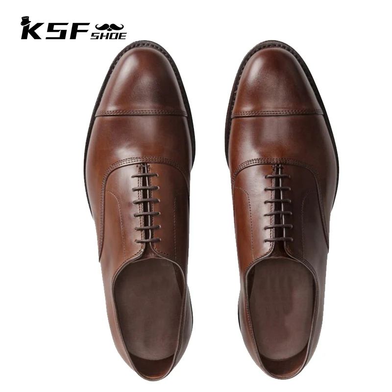 

KSF SHOE Oxford Dress Men Shoes Fashion Genuine Leather Handmade Luxury Designer Office Wedding Business Best Man Formal Shoes