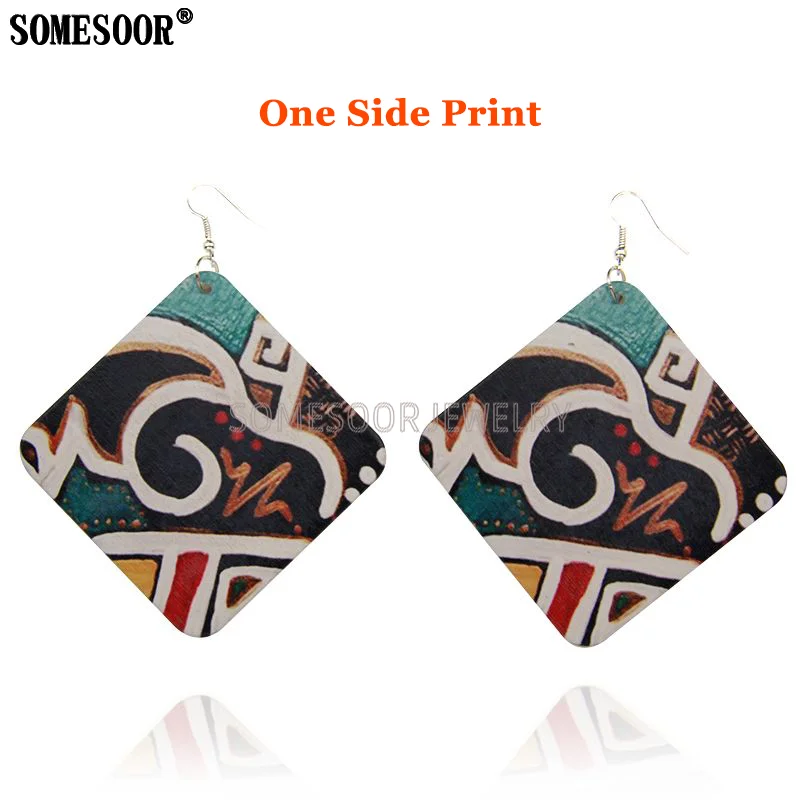 SOMESOOR дизайнерские квадратные деревянные серьги подвески с художественным