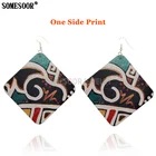 SOMESOOR дизайнерские квадратные деревянные серьги-подвески с художественным рисунком из Африканской ткани