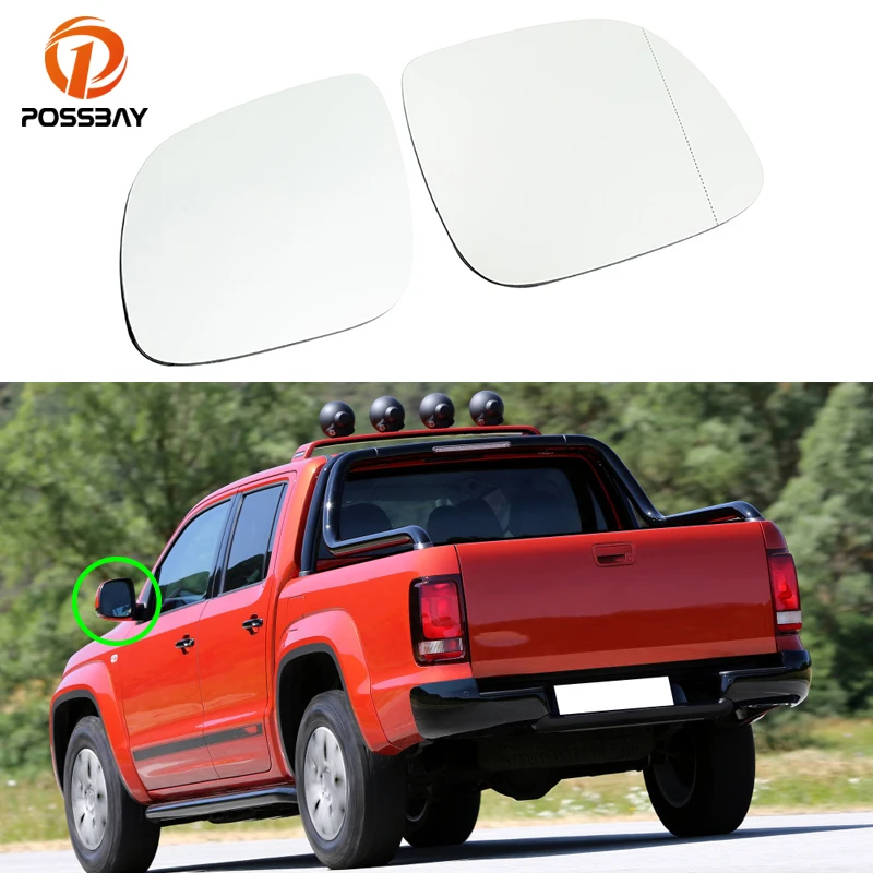 

1 Pair Car Front Left Right Side Rearview Wing Mirror Glass with Heated for VW AMAROK 2010-2018 Convex with Base Exterior Parts
