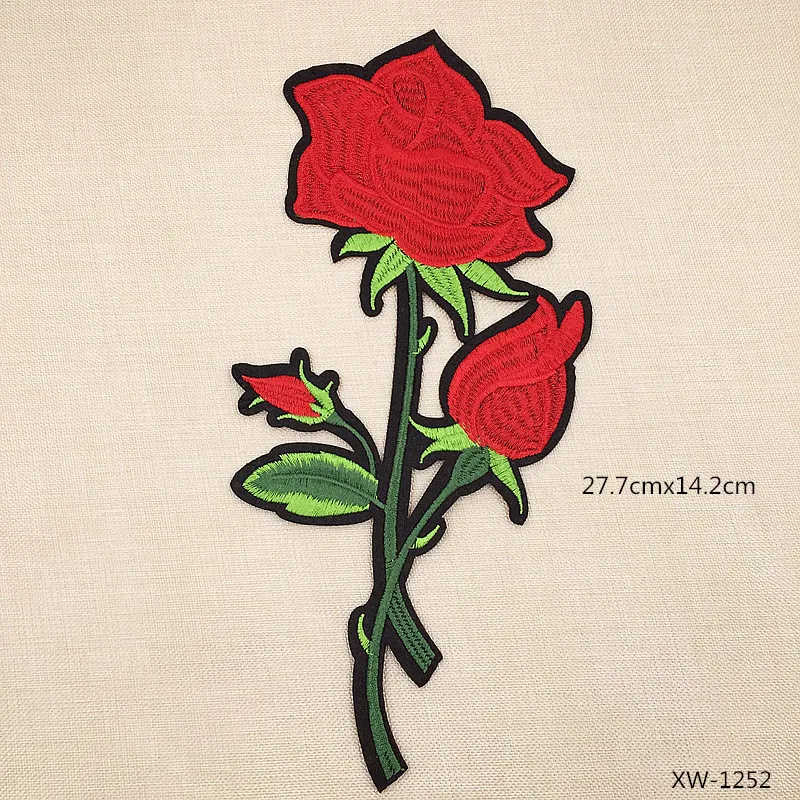 3 размера высокое качество красная роза цветок пришить на вышитые праздник патч