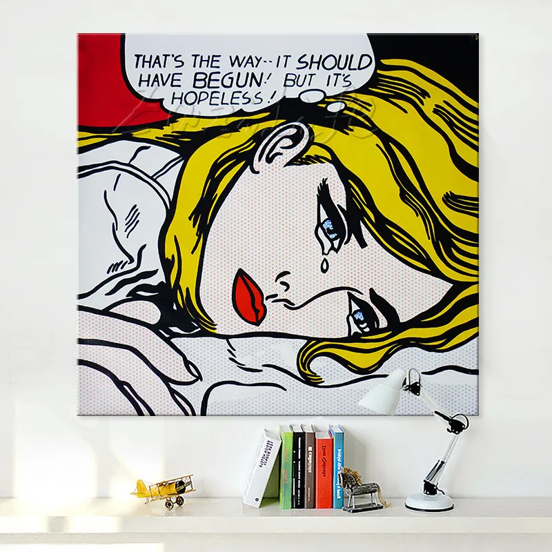 

No Framed Hand Painted Painting Roy Lichtenstein Pop Art Cartoon Oil Painting On Canvas Wall Art Pictures For Living Room Home
