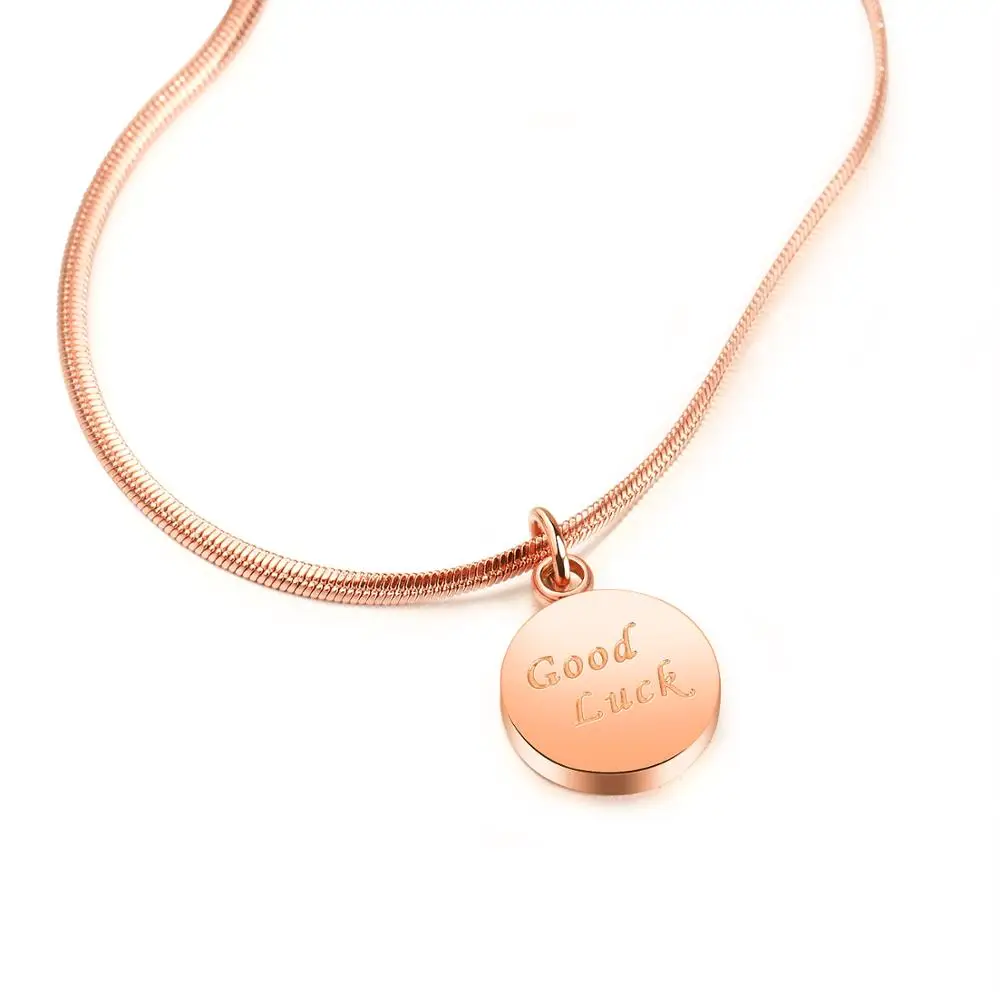 

Fashion simple small round beans rose gold plated chain of clavicle good lucky lucky lady necklace Titanium steel necklaces