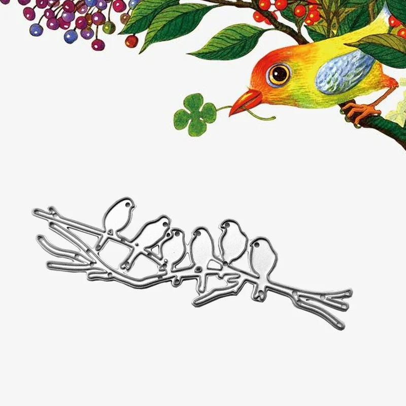 

Metal Cutting Dies Stencil Scrapbooking Album Stamp DIY Papers Bird on Branch Christmas Dies New Dies for 2021 Crafts Decoracion
