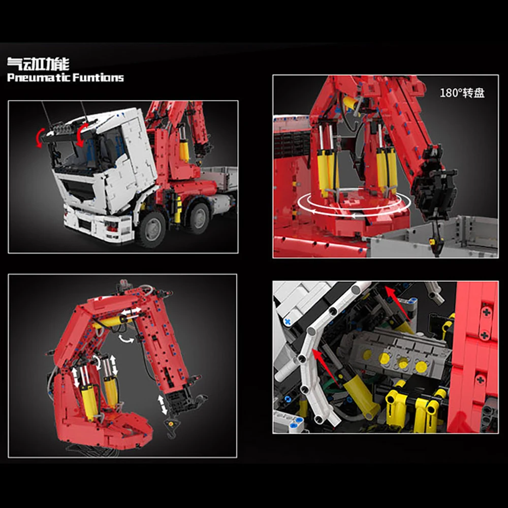 

Mould King Technical Car Series The MOC-8800 RC Pneumatic Crane Truck Car Model Building Blocks Bricks Toys Kids Christmas Gifts