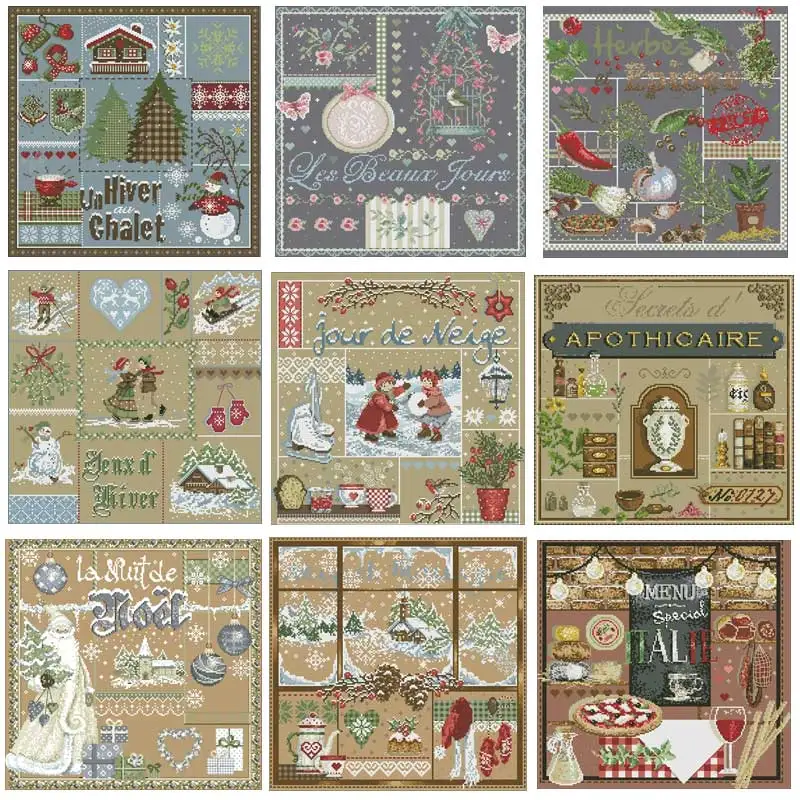 

Lafite Series 4 patterns counted 11CT 14CT DIY Cross Stitch Sets Cross-stitch Kits Embroidery Needlework
