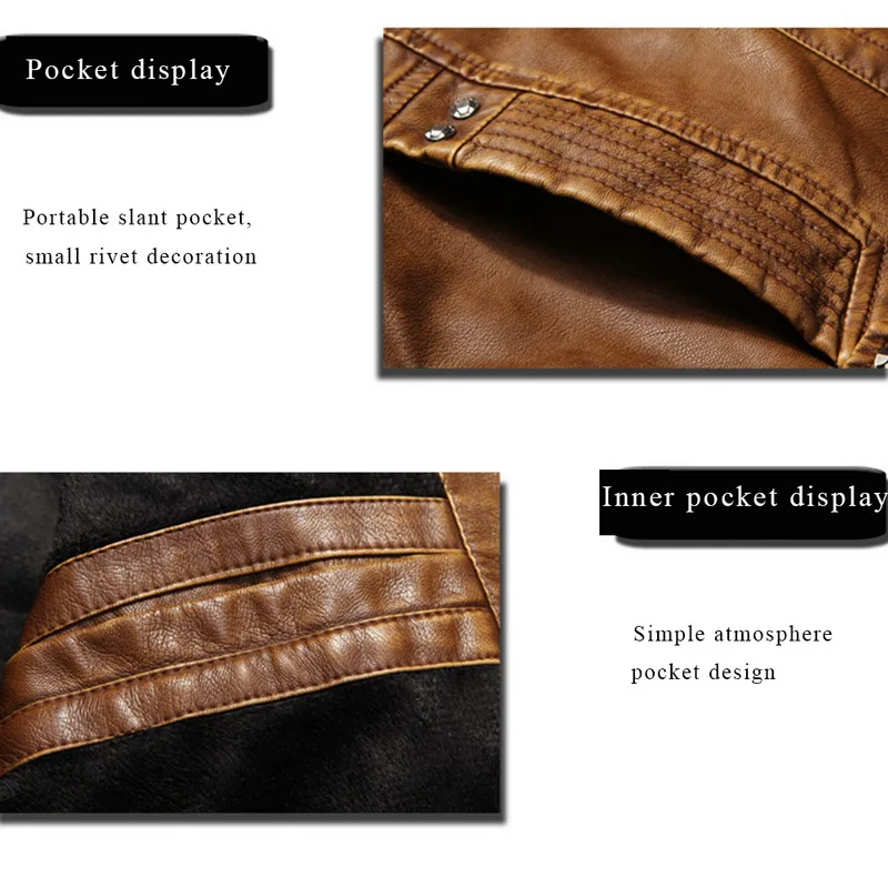 Мужская байкерская куртка CYSINCOS повседневная из искусственной кожи с воротником