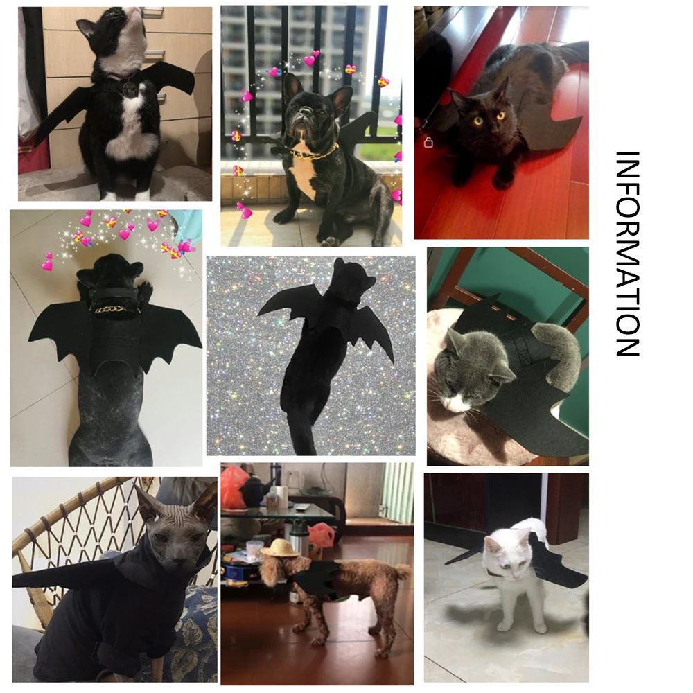 Хэллоуин кошка летучая мышь крылья Воротник Жгут Декор щенок домашнее животное