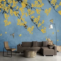 custom mural chinese style oil painting ginkgo tree branches flowers photo living room tv sofa background non woven wallpaper 3d