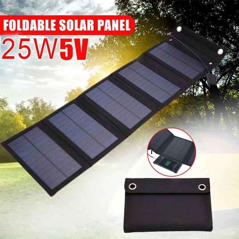 

25W Foldable USB Solar Panel Monocrystal Solar Cell Folding Waterproof Solar Panel Charger Outdoor Mobile Power Battery Charger