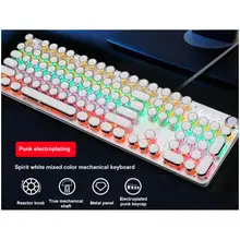 820A 104 Key Retro Punk Electroplating Knob Luminous  Mechanical Keyboard USB Wired LED Backlit Axis Gaming Mechanical Keyboard