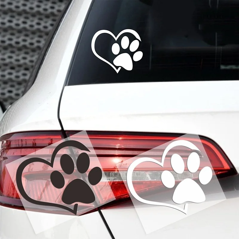 

New Cute Dog Paw Peach Heart Car Sticker toon Animal Adopt Cat Love Pet Decal 3D Foot KK11*10cm